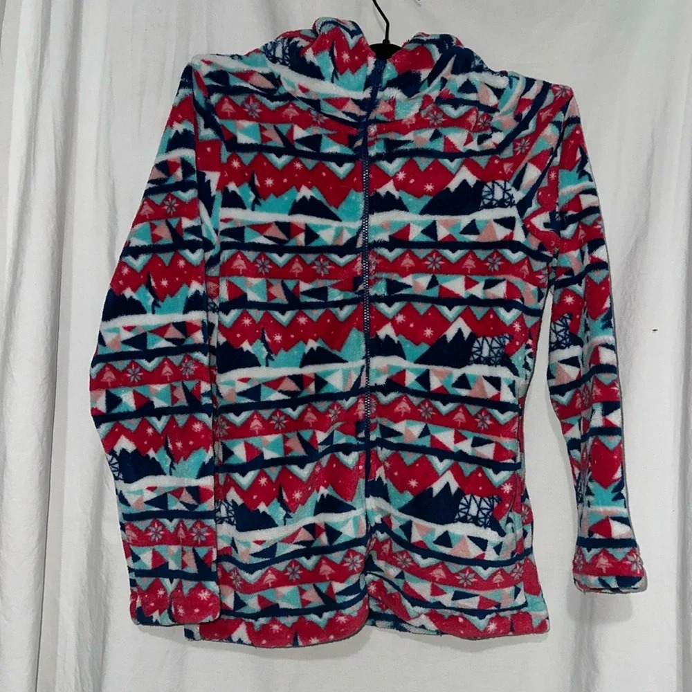 pink blue white southwestern print Outdoor Kids (Bass Pro) coat size large